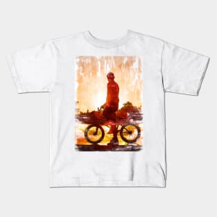 Cool BMX Sunset Silhouette. For BMX lovers. Kids T-Shirt